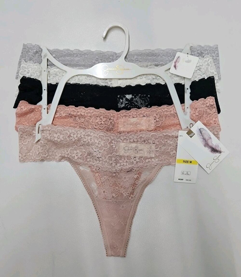 Jessica Simpson Ultra Flirty Thong Size Medium Multicolor 5pk New